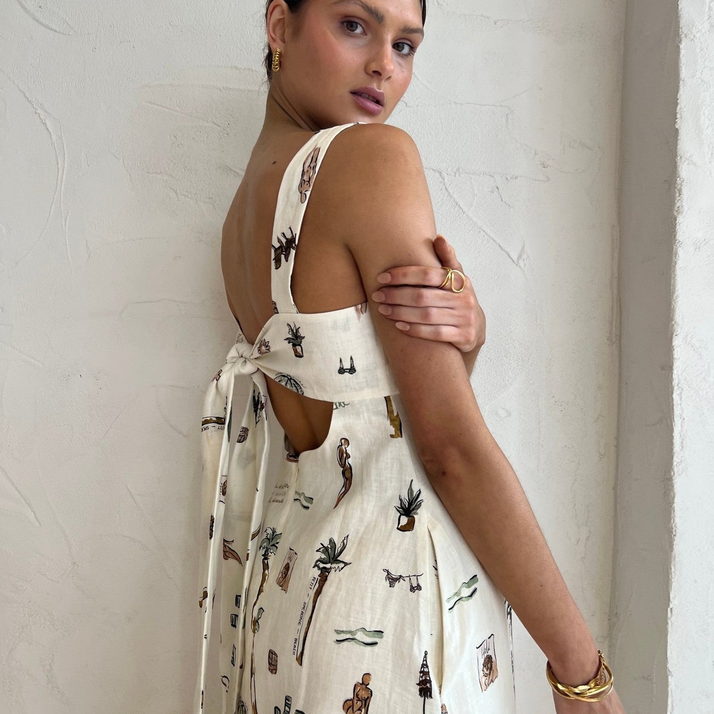 Vestido Marta™ Blanco con Estampado de Verano