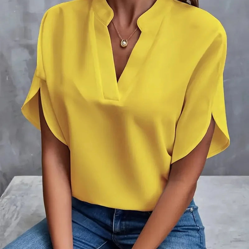 Deborah - Camisa de cuello en V suave y refinada