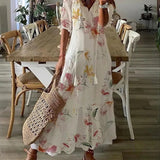 Dúnia™ VESTIDO LARGO CON ESTAMPADO Y VOLANTES