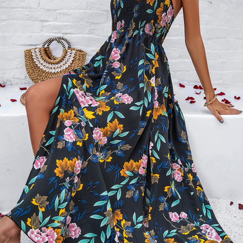 Scarlett™ Vestido plisado de tirantes y estampado primavera/verano