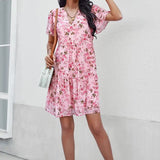 Noa™ Vestido floral de manga corta con cuello en V