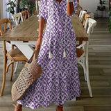 Dúnia™ VESTIDO LARGO CON ESTAMPADO Y VOLANTES