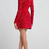 Elora™ | Vestido Corto Elegante de Encaje Bordado con Falda Tulipán