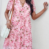 Noa™ Vestido floral de manga corta con cuello en V
