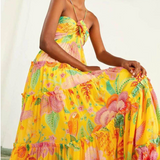 India ™ vestido con cuello halter y flores