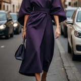 Sofia - Vestido elegante con mangas farol y cinturón para Mujer