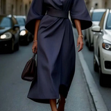 Sofia - Vestido elegante con mangas farol y cinturón para Mujer