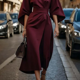 Sofia - Vestido elegante con mangas farol y cinturón para Mujer