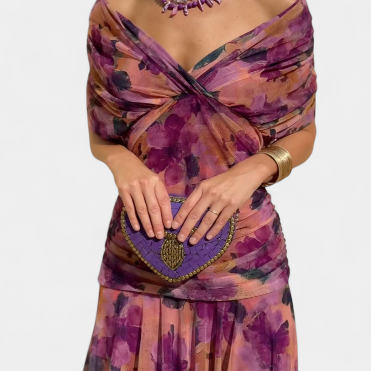 Magda™ | Vestido largo de flores con escote en V