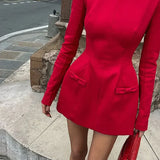 Élise™ | Vestido corto elegante con Cuello Barco