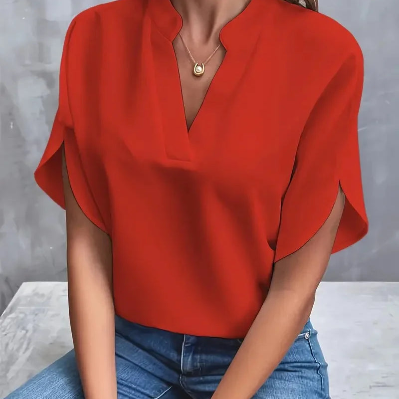 Deborah - Camisa de cuello en V suave y refinada