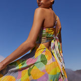 Lisa – Vestido largo plisado con estampado floral