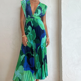 Vestido Evangelina™ Plisado en Tonos Azules
