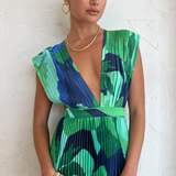 Vestido Evangelina™ Plisado en Tonos Azules