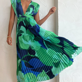 Vestido Evangelina™ Plisado en Tonos Azules