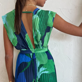 Vestido Evangelina™ Plisado en Tonos Azules