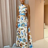 Vestido Lilian™ Elegante de Estampado Marino