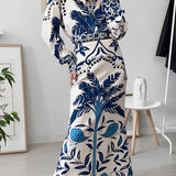 Conjunto Diana™ Elegante de Estampado Floral Azul