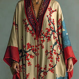 Zaki - Vestido Maxi con Impresión de Flor de Ciruela Roja Japonesa