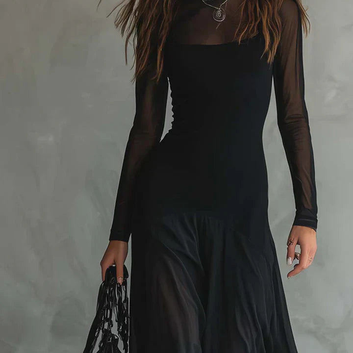 Orlina™ | Vestido Fluido de Capas Transparentes