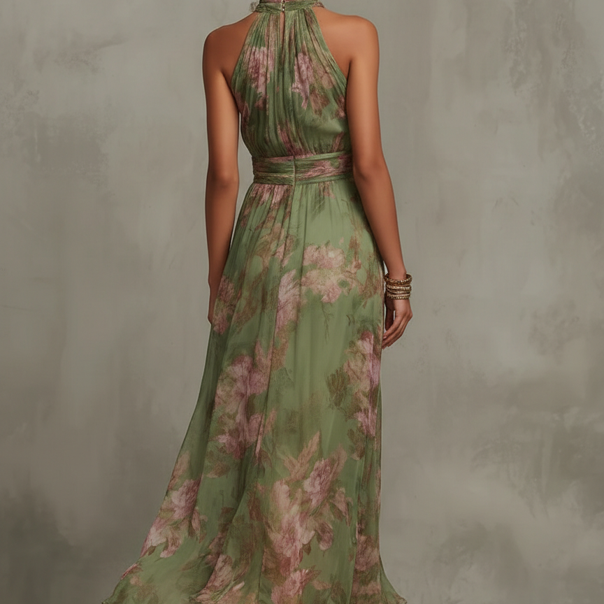 Alejandra | Vestido maxi floral verde para Mujer