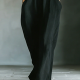 Caro - Vestido Maxi Negro Minimalista con Mangas de Kimono para Mujer