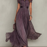 Flavia -  Vestido largo violeta con escote en forma de llave para Mujer