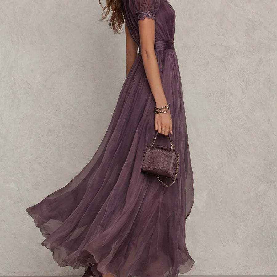 Flavia -  Vestido largo violeta con escote en forma de llave para Mujer