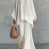 Beatrice - Conjunto de Top y Pantalones Flowy en Mezcla de Lino Minimalista para Mujer