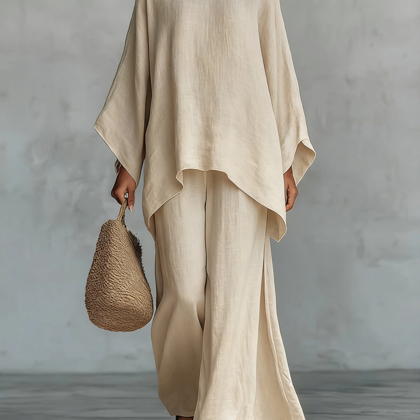 Beatrice - Conjunto de Top y Pantalones Flowy en Mezcla de Lino Minimalista para Mujer