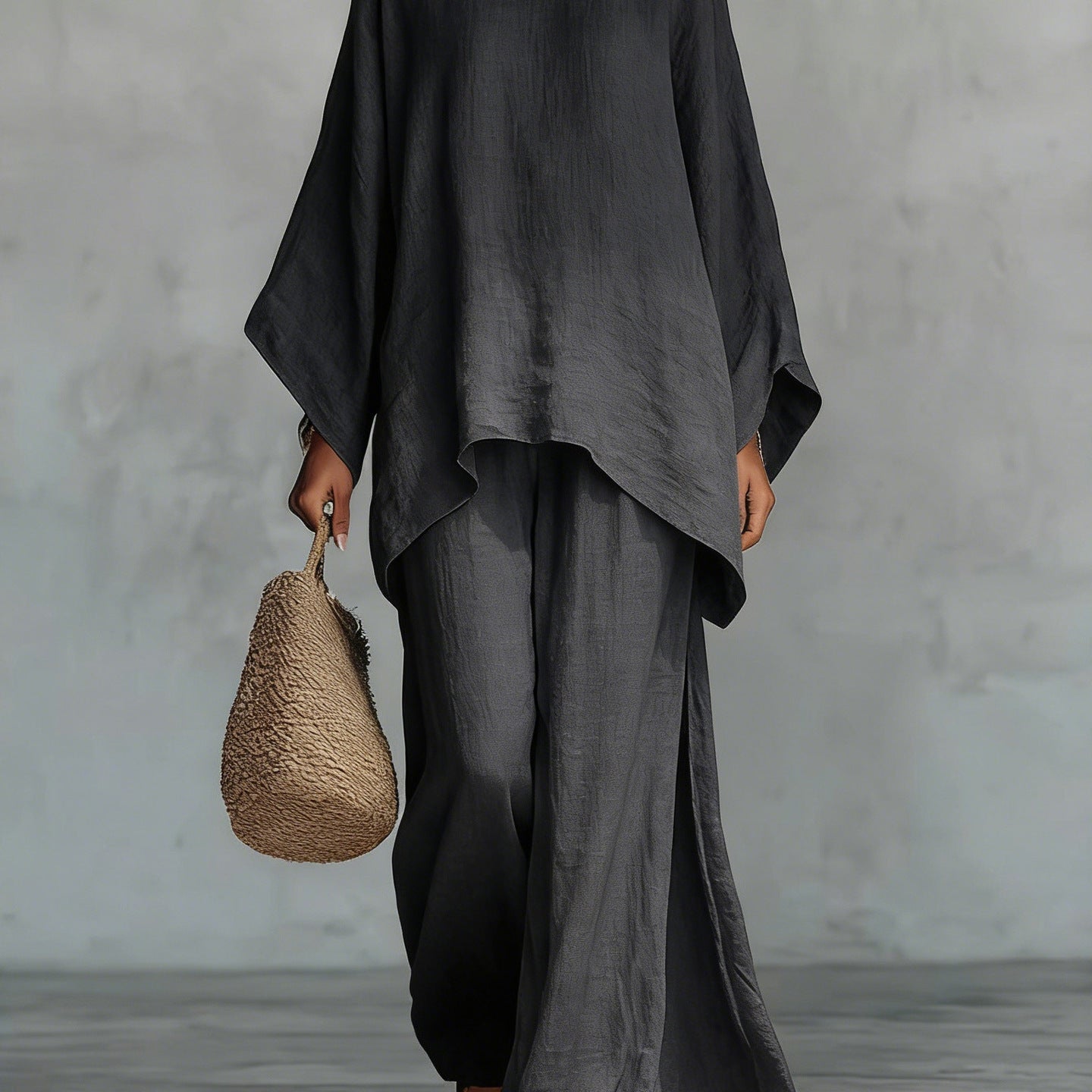 Beatrice - Conjunto de Top y Pantalones Flowy en Mezcla de Lino Minimalista para Mujer