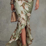 Anastasia | Vestido Largo de Satén con Estampado Floral para Mujer