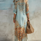 Luisa | Vestido maxi chemisier mediterráneo para Mujer