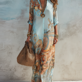 Luisa | Vestido maxi chemisier mediterráneo para Mujer