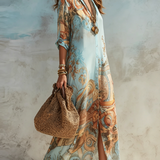 Luisa | Vestido maxi chemisier mediterráneo para Mujer