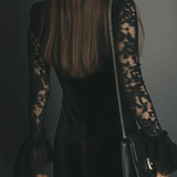 Lunori™ | Vestido mini de terciopelo y encaje Luna