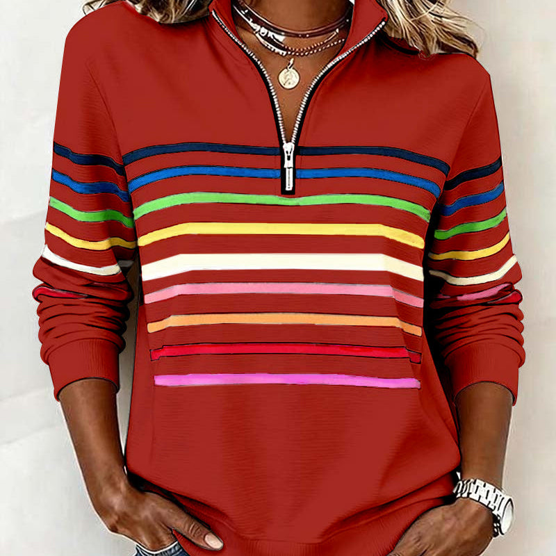 Viena – Sudadera con cremallera de rayas de colores