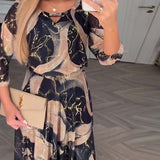Elvera – Vestido Maxi Elegante de Mujer con Patrón de Mármol