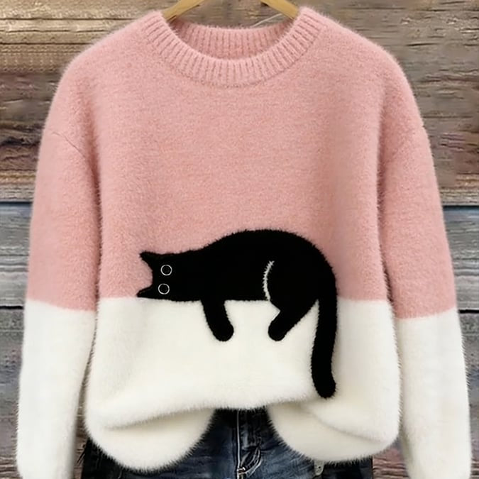Luna | Suéter Femenina con Gráfico de Gato
