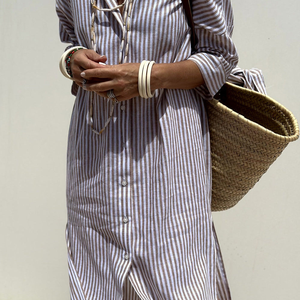 Sophia | Elegante vestido camisero a rayas