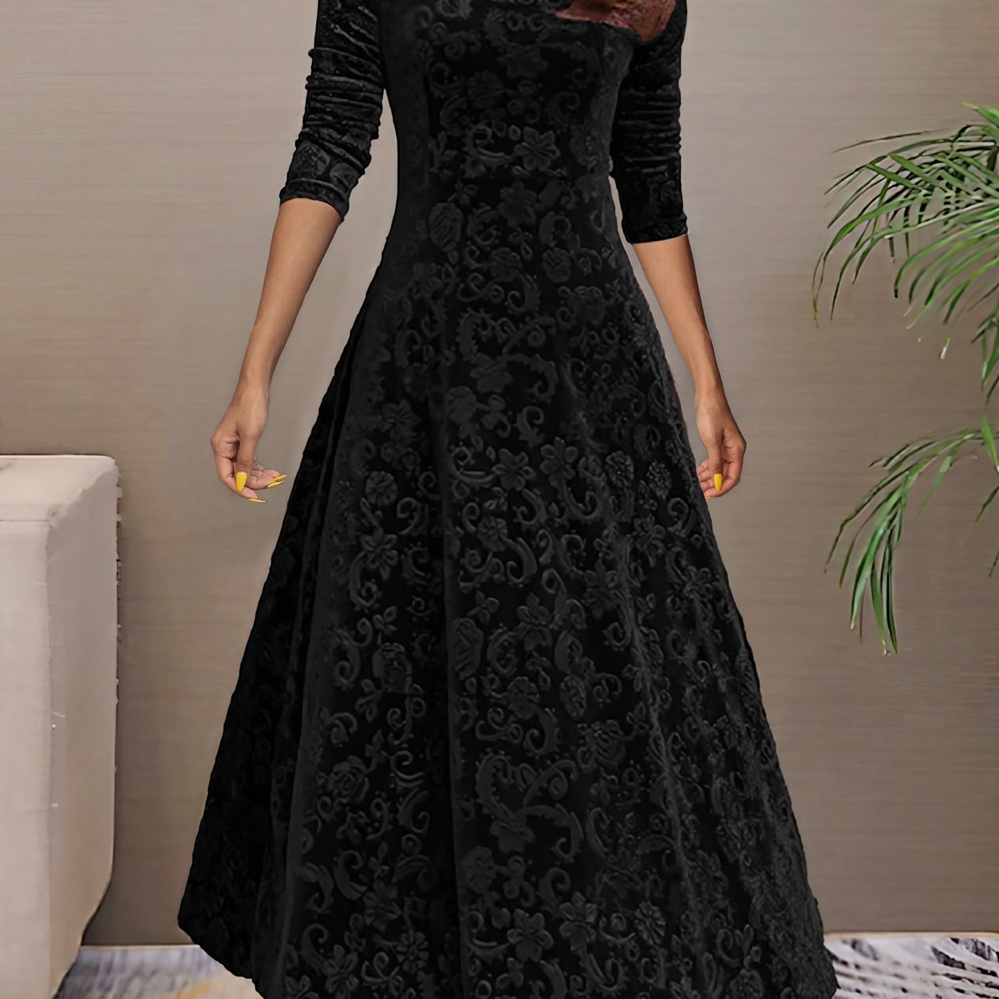 Denise | Elegante vestido de fiesta de terciopelo con escote en V