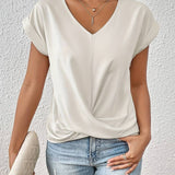 Cleo - Camiseta informal cuello V corazón