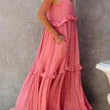 Sarah | Vestido largo con volantes y cuello halter (Casi agotado)