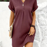 Clara™ Vestido de manga corta y cuello en V