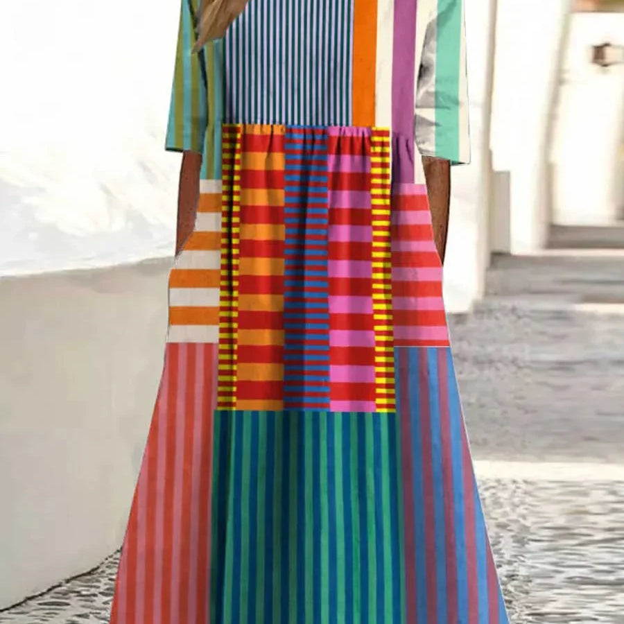 Arla - Vestido con estampado geométrico vintage para mujer