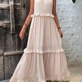Sarah | Vestido largo con volantes y cuello halter (Casi agotado)