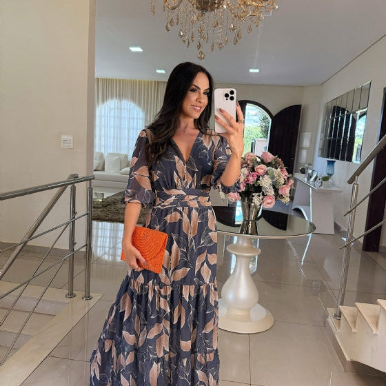CLAUDIA | Vestido largo floral de corte cómodo para días elegantes