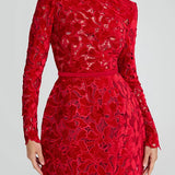 Elora™ | Vestido Corto Elegante de Encaje Bordado con Falda Tulipán