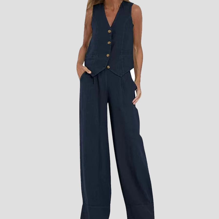 Ella | Conjunto de chaleco y pantalón ancho (Casi agotado)