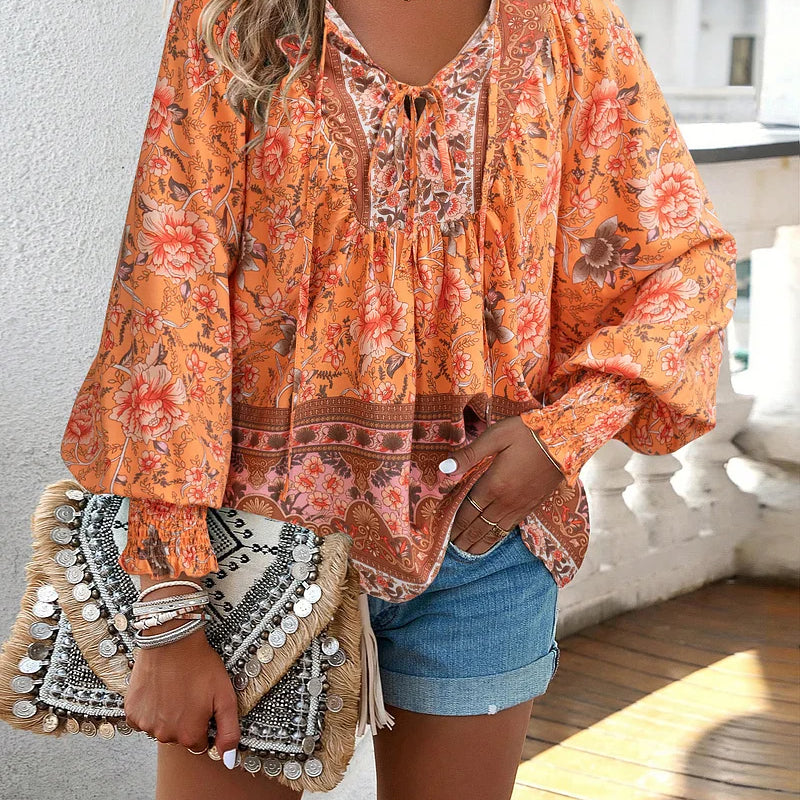 Sarah - Top floral bohemio fluido